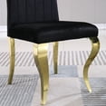 thumbnail image 5 of Furvclv Tufted Dining Room Chairs Set Of 2, Upholstered Accent Dinner Chairs With Stainless Steel Legs, Modern Velvet Armless Chairs With Stripe Backrest For Living Room ﻿, 5 of 9