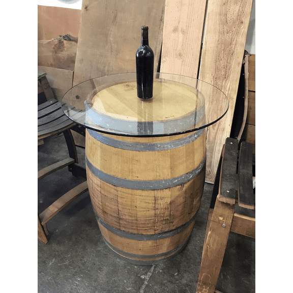 30" Round Wine Barrel Glass Piece