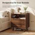 thumbnail image 2 of 26" Tall Walnut Nightstand with Charging Station, 2 Drawer Bedside Table with Tray Top, USB & Type-C Ports, AC Outlets, and Open Shelf for Bedroom or Living Room, 2 of 9