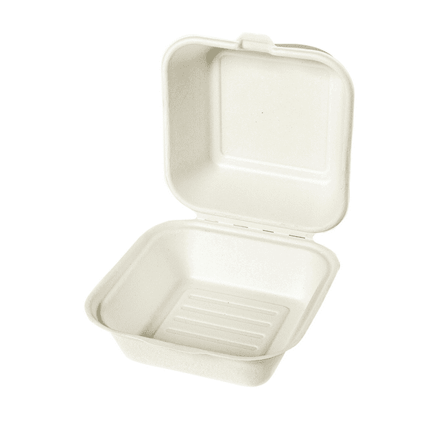 Contenedor hamburguesero KANOGO GREEN 6x6 de bagazo de caña con 250 pz blanco