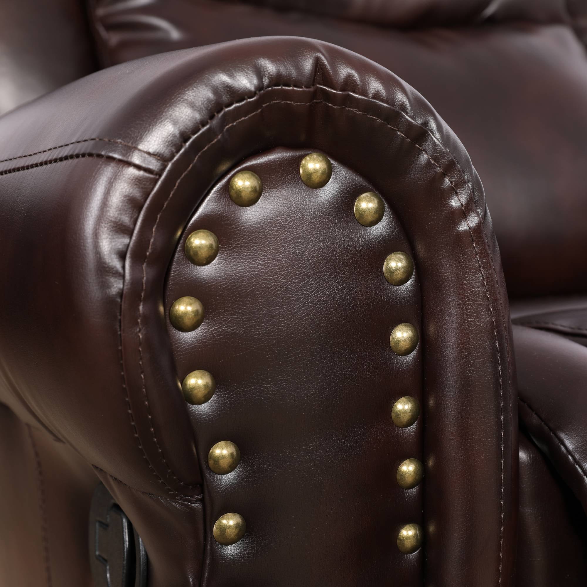 Manual Leather Recliner Chair Reclining Sofa Chair, Home Theater Seating for Living Room, Espresso