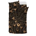 thumbnail image 1 of Juego de cama con estampado de plumas de pavo real dorado, 1 of 5