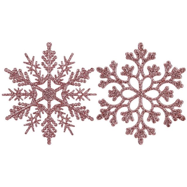 Adornos navideños de copos de nieve con purpurina, decoraciones para árboles de Navidad de plástico de 10cm para decoraciones para fiesta de Navidad