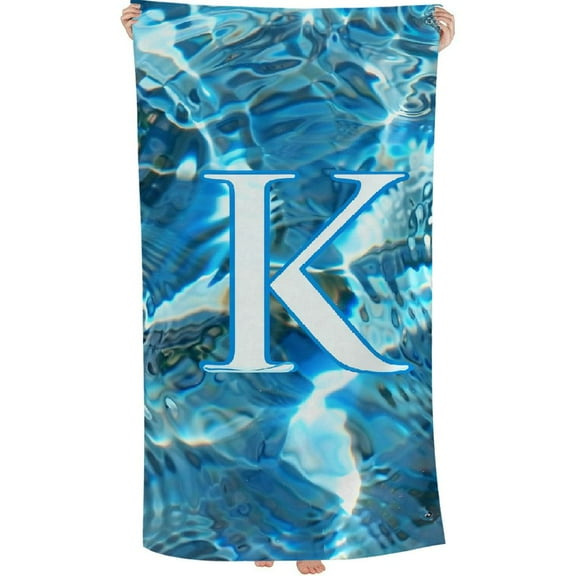 PHYHOO Lightweight Microfiber Initial Beach Towel med Letter Beach Towels Sand Free Quick Dry Gift for Women Men (Water Ripple K) 30x60in