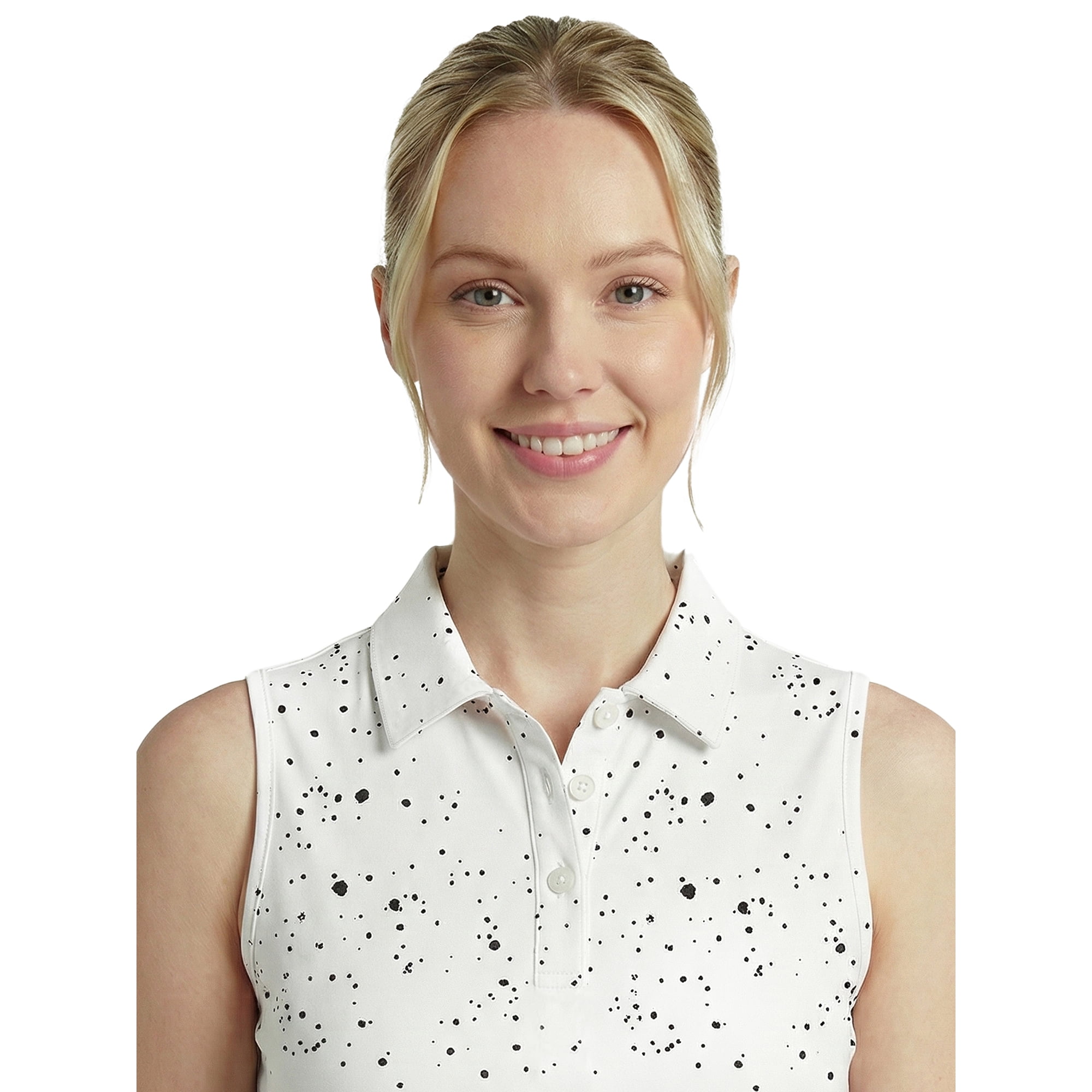 Birdie Bound Women's Gemma Sleeveless Print Golf Polo Shirt with UPF 30+, Sizes XS-XXL