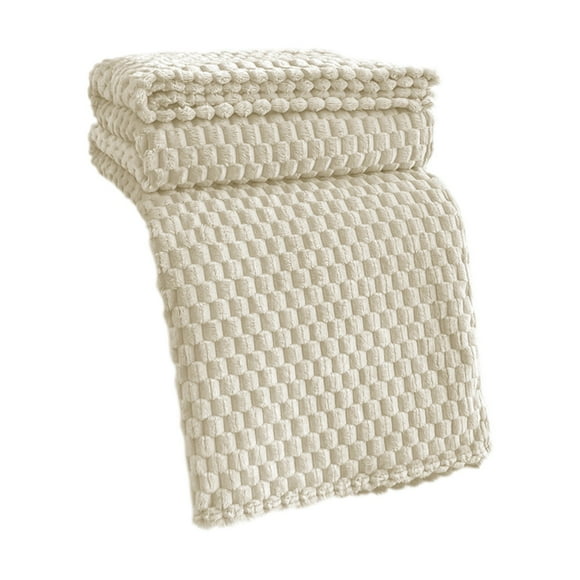 Cozeii White Plush Flannel Throw Blanket, Ultra Soft & Warm Couch Blanket, 79x91 Inch, Coral Fleece, for Sofa, Office Nap, Travel, Solid Color, Cozy, Throw Blankets, Bedding Essential