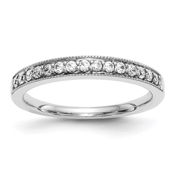 Auriga 14K White Gold Beaded Edge Diamond Band for Women Size 7 (0.23ct, Color- G-H, Clarity- I1)