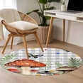 thumbnail image 4 of Round Area Rug 4 Ft, Spring Mushrooms Washable Non-Slip Circle Carpet for Living Room/Bedroom, Farmhouse Pastoral Botanical Gray Plaid Low-Profile Crawling Mats Collection Rugs for Indoor, 4 of 8