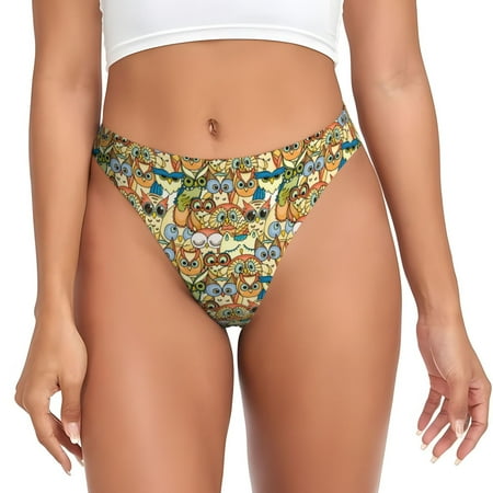 Sigee Doodle Owls for Women s G-String Panty  Low Rise  Soft Lace Perfect for Everyday Wear or Special Occasions-3X-Large