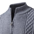 thumbnail image 3 of LIUJUNSHOP Mens Hoodie Zip Up Solid Color Men's Stand Collar Jacquard Knit Sweater Coat Casual Loose Fit Big Size Cardigan Outerwear For Autumn Dark Gray L, 3 of 6
