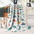 thumbnail image 2 of White Dinosaurs Plants Mushrooms Pattern Blanket,Comfortable Soft Lamb Wool Throw Blanket,All Season,Warm Lightweight Blankets for Sofa Bed Couch Living Room Chair,40"x50", 2 of 4