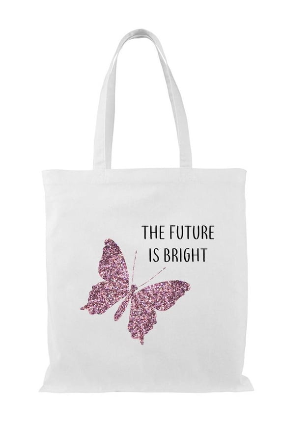 Future Is Bright Glitter Tote Bag - Image by Shutterstock, One Size Cotton Canvas Tote Bag