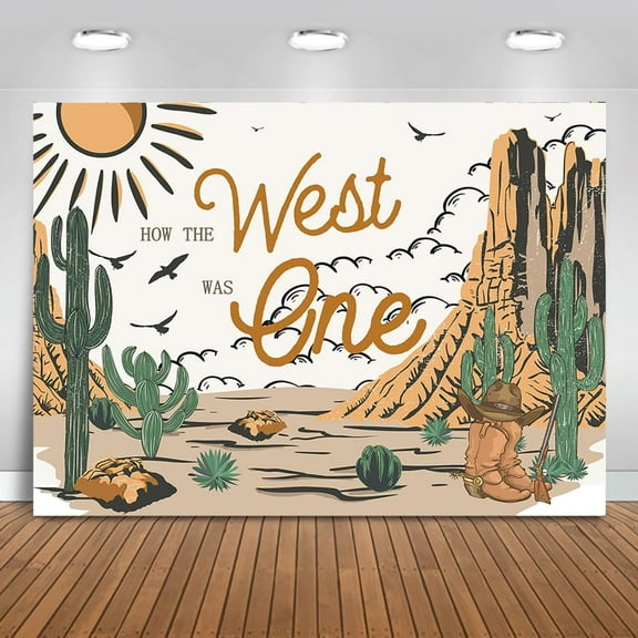 Western Cowboy Theme Backdrop 1st Birthday Background How The West was One Birthday Party Banner Decorations Photo Studio Props