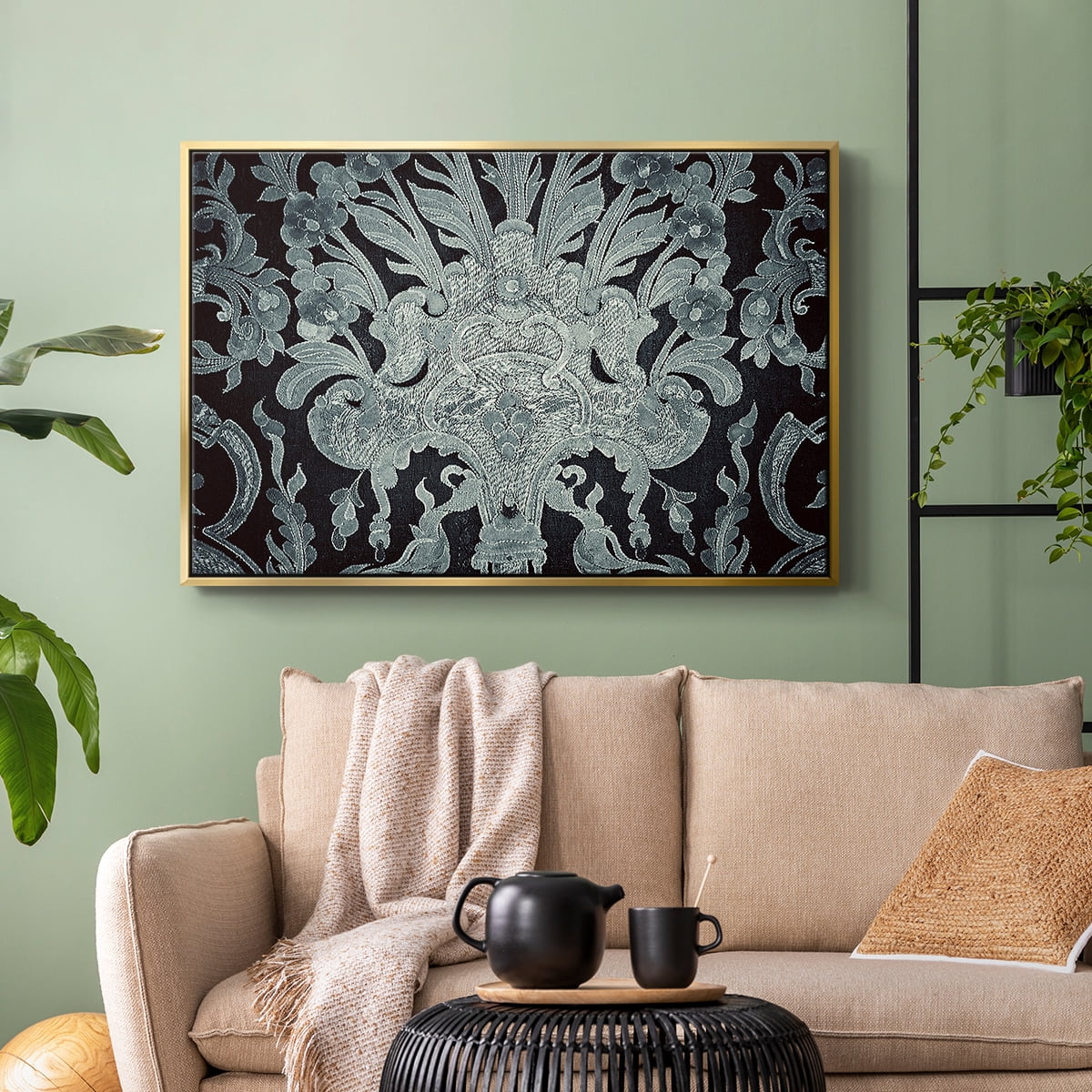 Vintage Abstract Print-XXVI Framed in Gold Wood Gallery Wrapped Canvas 17 in. x 25 in.
