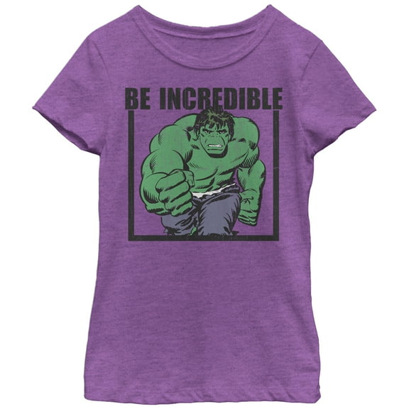 Girl's Marvel Hulk Be Incredible  Graphic Tee Purple Berry Medium