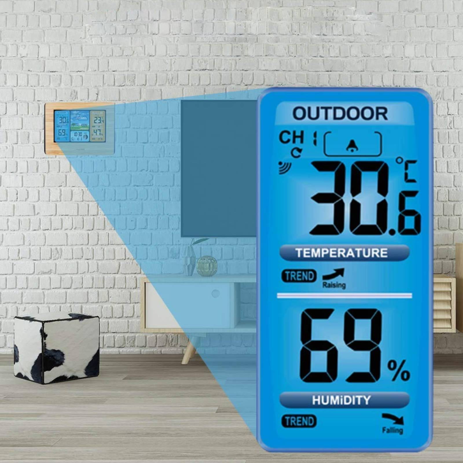 LIORQUE Weather Station Wireless Indoor Outdoor, Digital Weather  Thermometer, Temperature, Air Pressure, Humidity Monitor, Weather Forecast  with LCD Backlight, Alarm Clock with Outdoor Sensor - Yahoo Shopping