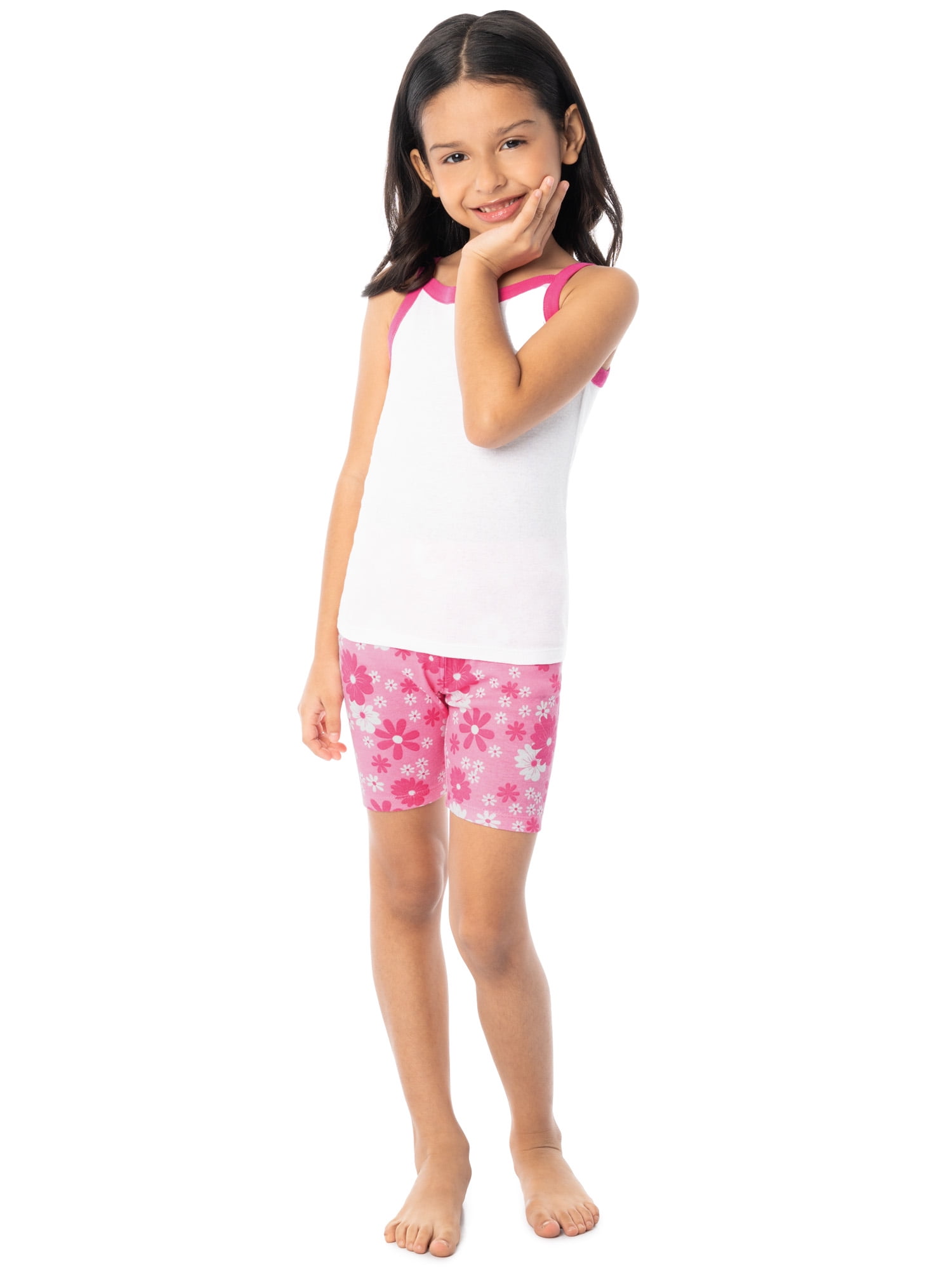 Fruit of the Loom Girl's Energize Snug Fit Pajama Sleep Sets, 4-Piece, Sizes 4-12