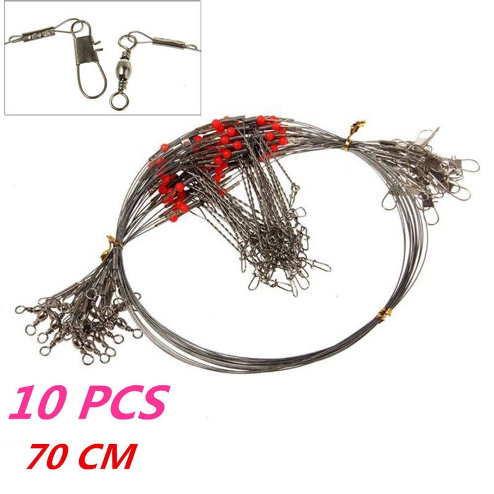 10x Fishing Wire Leader Trace With Snap & Swivel Fish Tackle Double Drop-Arms HS 