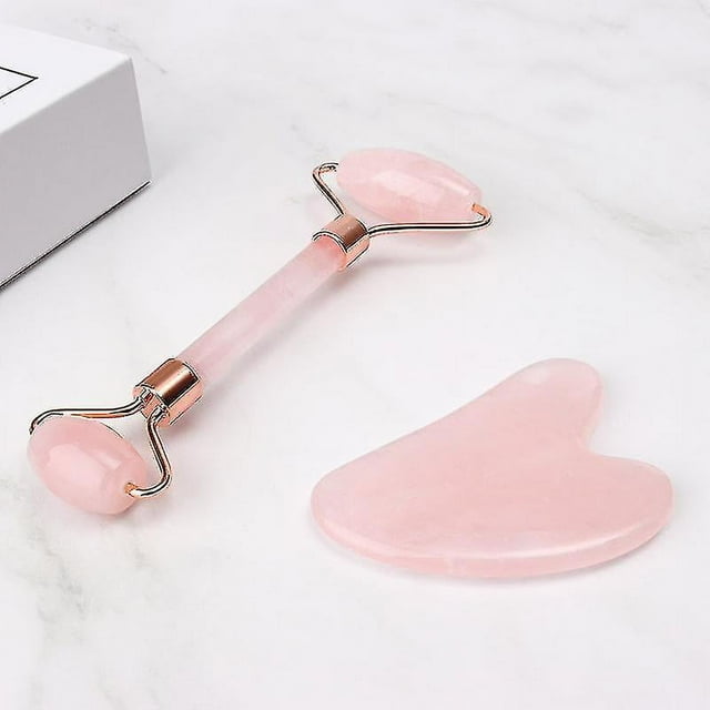 2 In 1 Facial Massage Roller Guasha Board Kit Double Heads Jade Stone Face Lift Skin Relaxation Imming