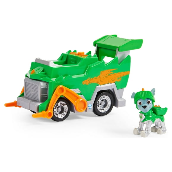 PAW Patrol, Rescue Knights Rocky Transforming Toy Car with Collectible Action Figure, Kids Toys for Ages 3 and up