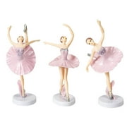3Pcs Dancing Girl Ballerina Figurine Ballet Statuette Cake Miniature Topper Set
