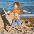 thumbnail image 3 of FORMRS Boys Rash Guard Short Sleeves Swim Shirt Quick Dry UPF 50+ Sun Protection, Sizes 3-12T, Sunny Floral, 3 of 6