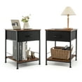 thumbnail image 1 of Costway 2 PCS 2-tier Nightstand Bedside End Sofa Table with  Drawer for Living Room, 1 of 10