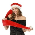 thumbnail image 3 of Extra Long Santa Hat With Floppy Earflaps Festive For Adults And Kids Soft Xmas Party Wear, 3 of 9