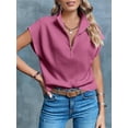 thumbnail image 6 of Womens Short Sleeve Cropped Knit Tops Half Zip Cap Sleeve Lightweight Oversized Sweater Vest, 6 of 7