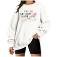 thumbnail image 2 of Women's Casual Long Sleeve Round Neck Letter Print Loose Fit Solid Color Hoodless Sweatshirt Comfortable Pullover Tops, 2 of 2
