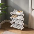 thumbnail image 6 of Qocolhg Z-Shaped 4 Tier Free Standing Sturdy Plastic Shoe Rack for Closet Holds 8 Pairs Shoe Organizer Stackable Shoe Storage Shelf for Entryway, Closet, Garage, Bedroom, Cloakroom, White, 6 of 6