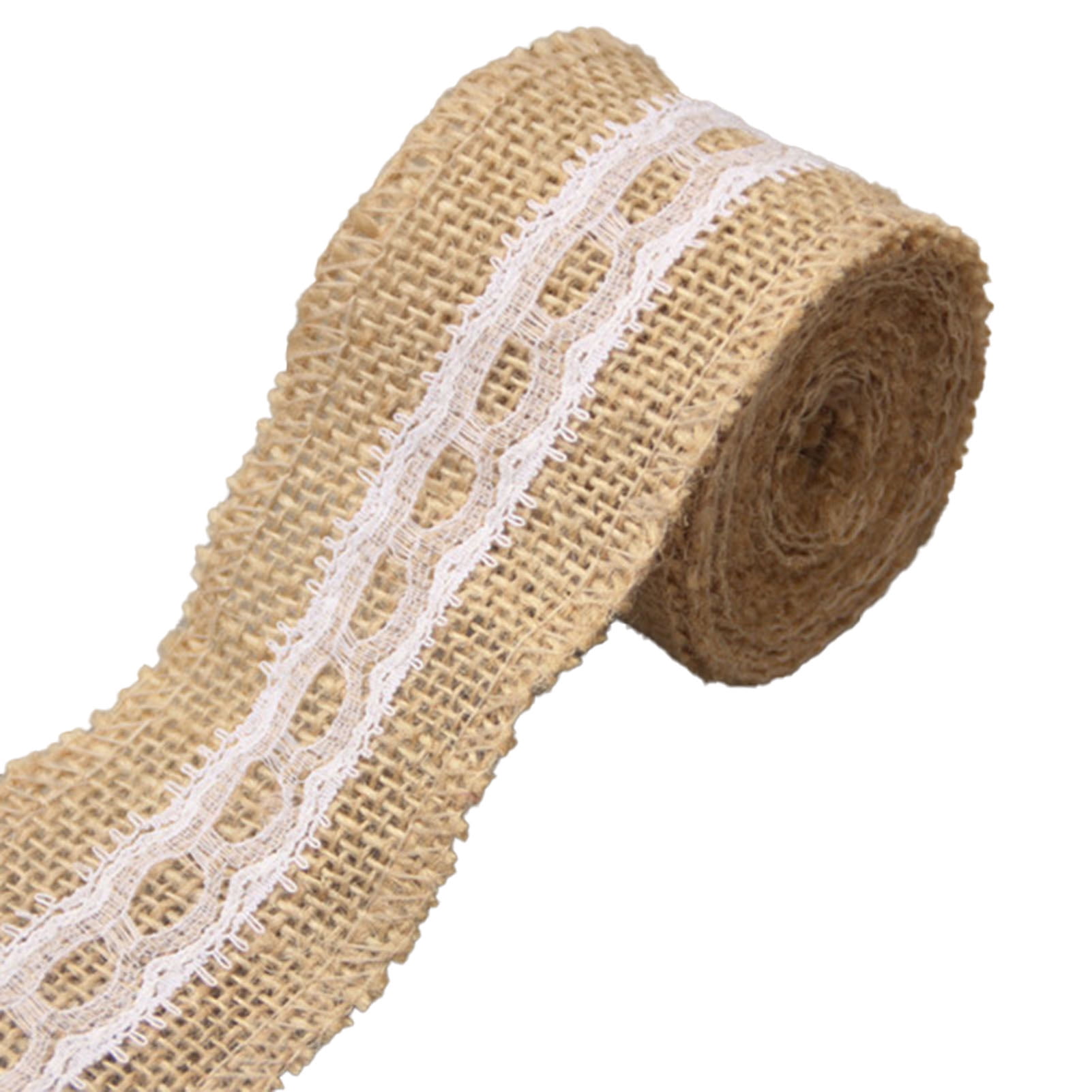 3PCS Vintage Style Lace Ribbon Natural Burlap Ribbon Rolls with Lace and Jute Ribbon with White Lace Ribbon Roll for DIY Decoration and Gift Wrapping 