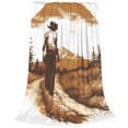 Zufioo Western Cowboy Countryside Fleece Blanket Queen Size,Plush Bed