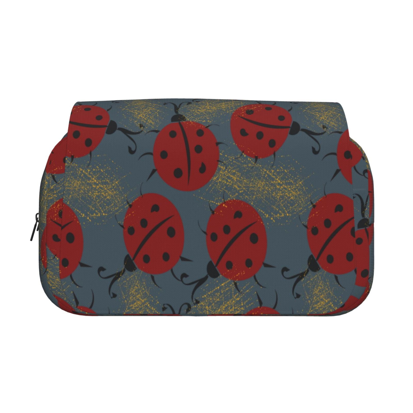 Rateoe Ladybug Pattern Double Clamshell Pen Case, Storage Organizer with Two Zipper Compartments– Holds Up to 50 Pencils & Pens