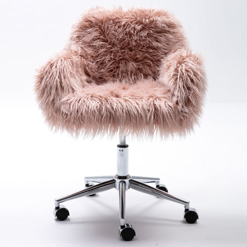 Zeeyh HengMing Modern Faux fur home office chair, fluffy chair for girls, makeup vanity Chair