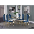 thumbnail image 2 of 7pc. 68" x 40" Glass Dining Set with 6 Chairs and Gold Stainless Steel, 2 of 4