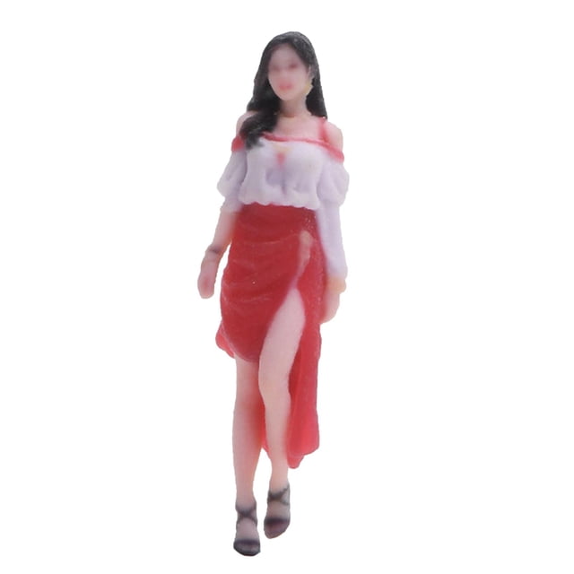 Figura de resina a escala 1/64 de una niña con cabello largo, ideal para dioramas, maquetas de trenes y arquitectura. Figura femenina pintada a mano