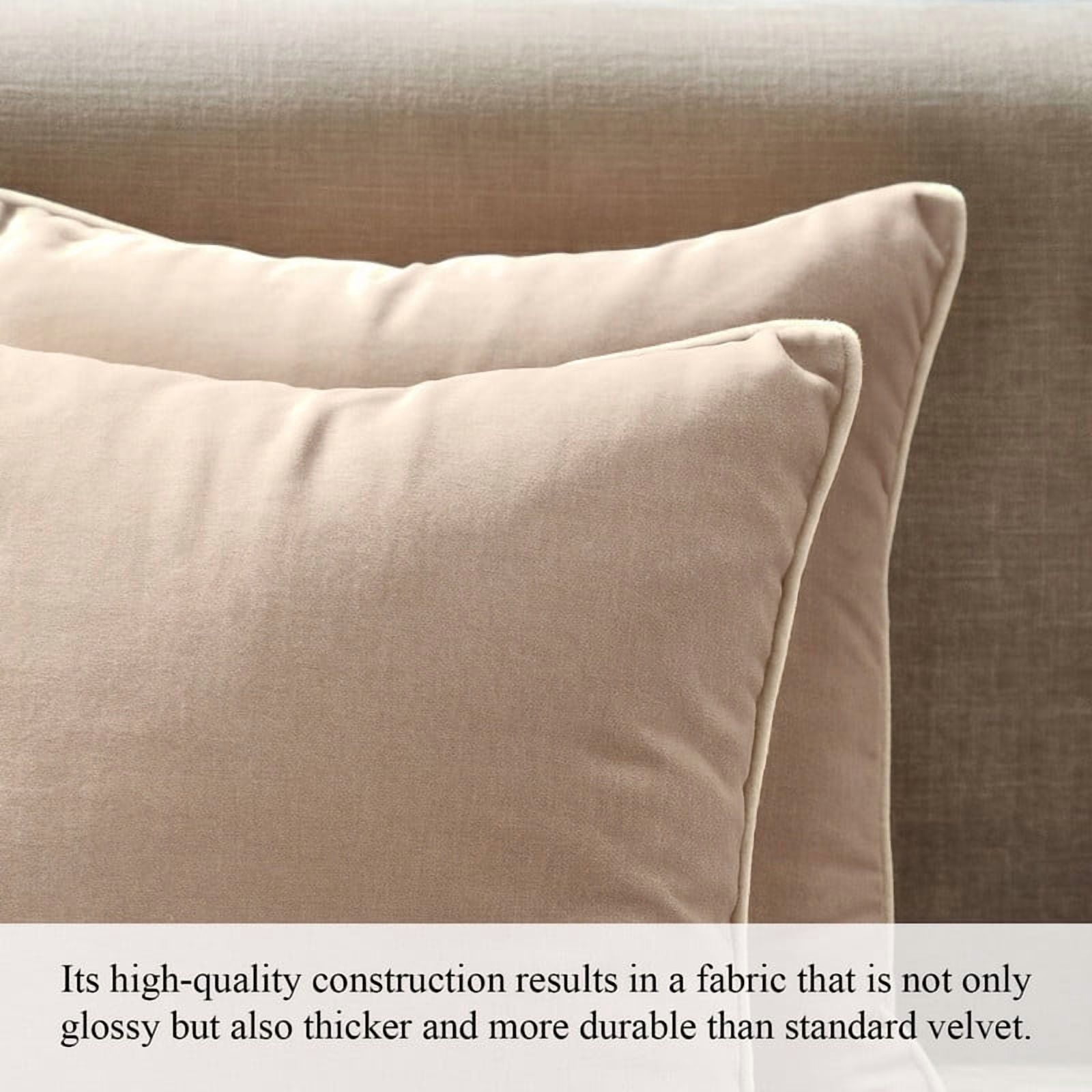 A1HC Set of 2 Luxurious Soft Velvet Throw Pillow Covers Only, 18"x18", Khaki, Decorative Cushion Covers with Hidden YKK Zipper for Sofa or Bed