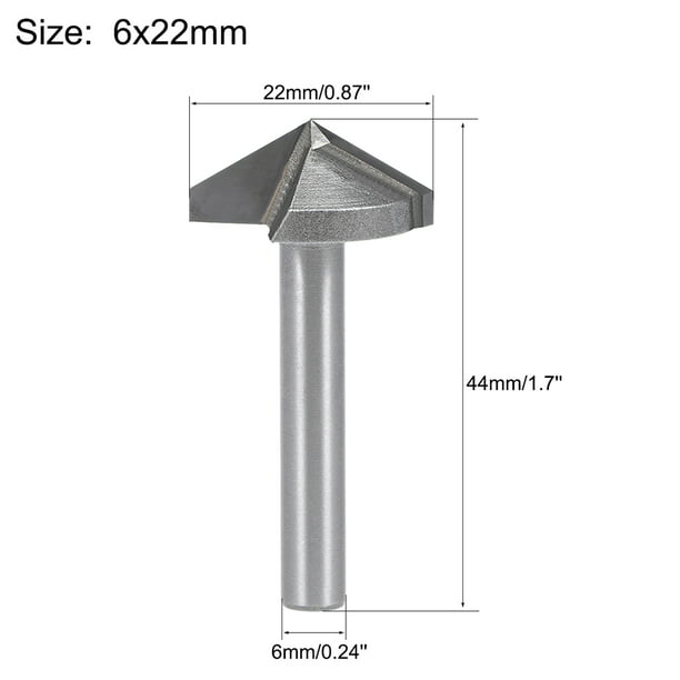 Router Bit 6mm Shank 22mm Dia. 120 Degree V Groove End Mill