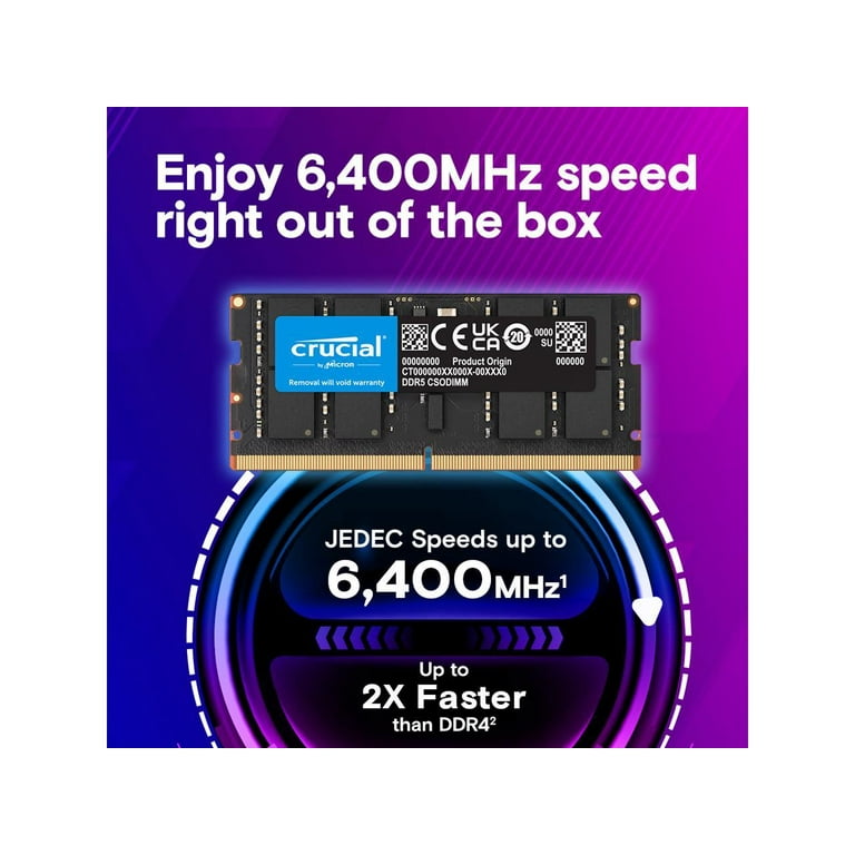 Crucial 64GB (2 x 32GB) 262-Pin DDR5 CSODIMM DDR5 6400 (PC5 51200