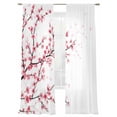 thumbnail image 2 of Cherry Blossom Semi Sheer Curtains 96 Inch Length 2 Panels Set, Spring Pink Floral Branches Watercolor Sheer Kitchen Curtain Privacy Voile Window Curtain for Living Room Bedroom Rod Pocket Drapes, 2 of 7