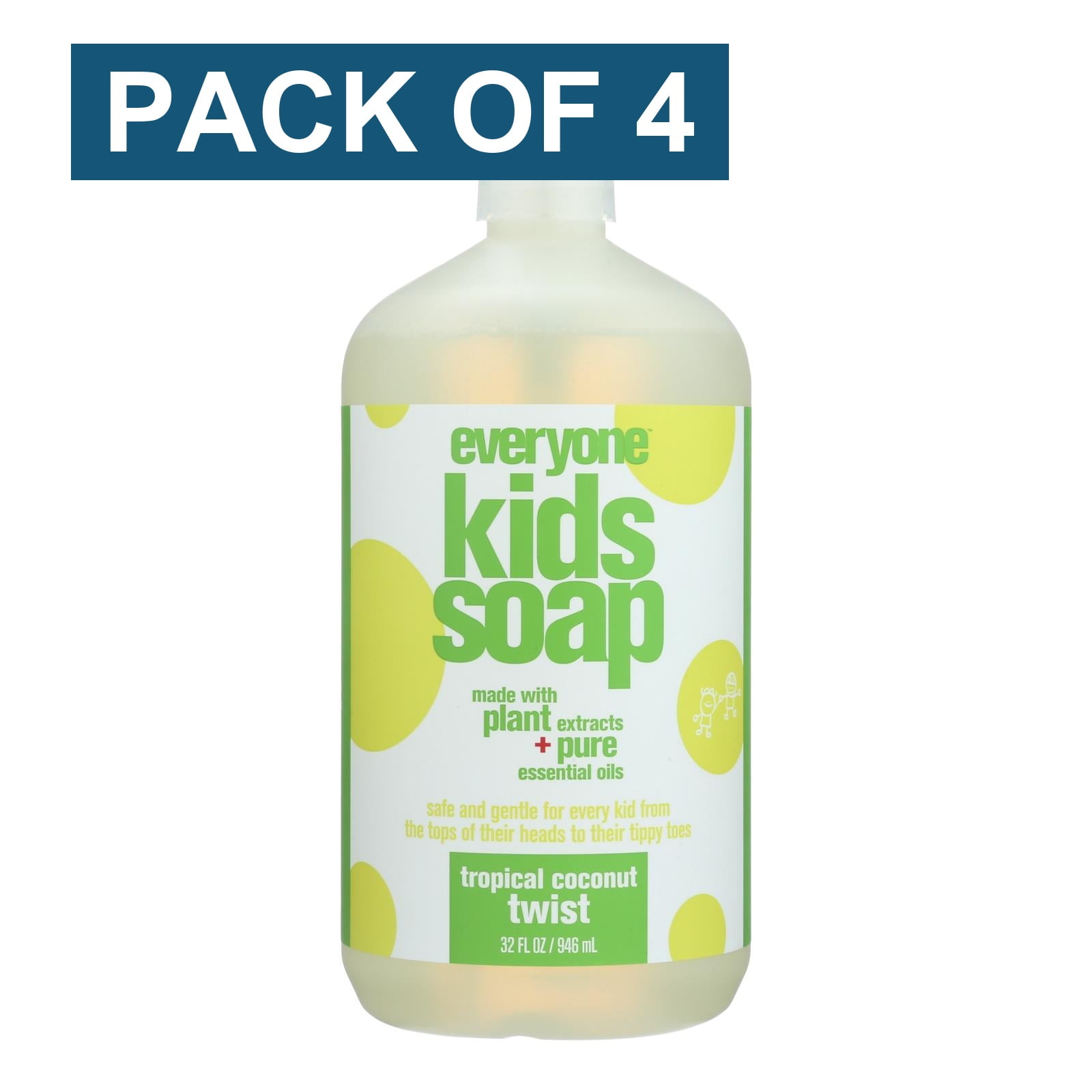 Everyone - Soap for Kids - Tropical Coconut Twist - 32 oz - Pack of 4