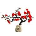 thumbnail image 2 of JingChun Plum Blossom Artificial Flowers Silk Blossoms with Resin Vase Double Branches Simulation Flower Blossom Potted Arrangement for Home Party Decor, 2 of 6