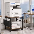 thumbnail image 6 of Leyaoyao Large Printer Stand with Side Storage Shelf, Adult Printer Table for Home Office, Rolling Printer Cart Holder with Lockable Wheels, Brown, 6 of 7