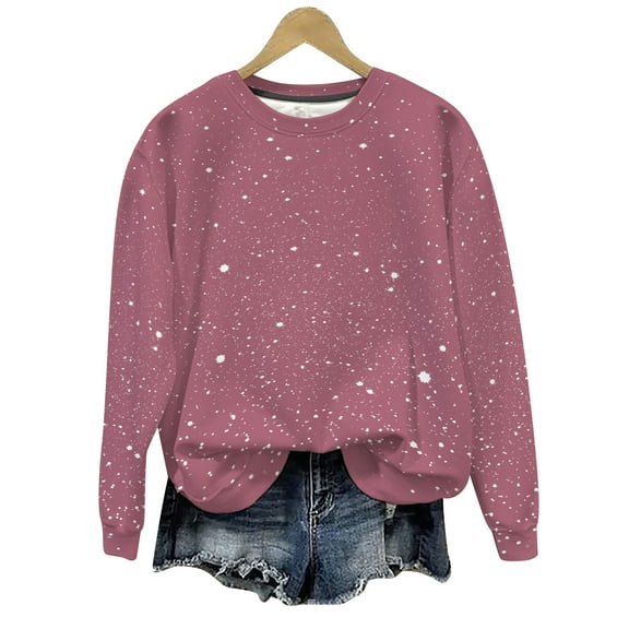 VINUSLI Vintage Crew Neck Sweatshirt Women Shiny Glitter Long Sleeve Pullover Sweatshirts Plus Size Casual Dressy Top Purple,XL