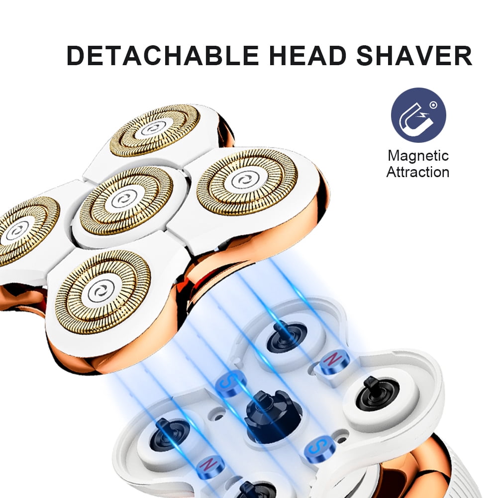 Five-Blade Head  Women's Gold Electric Hair Removal Device with Floating USB Rechargeable Portable Wet & Dry Razors