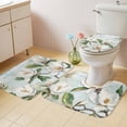 thumbnail image 2 of White Floral Bath Mat 3 Piece Bathroom Rug Set, Pastoral Farmhouse Magnolia Flowers Leaves Non Slip Bath Rug Contour Mat and Toilet Lid Cover, Absorbent Shower Mats Soft Bath Rugs and Mats Sets, 2 of 8
