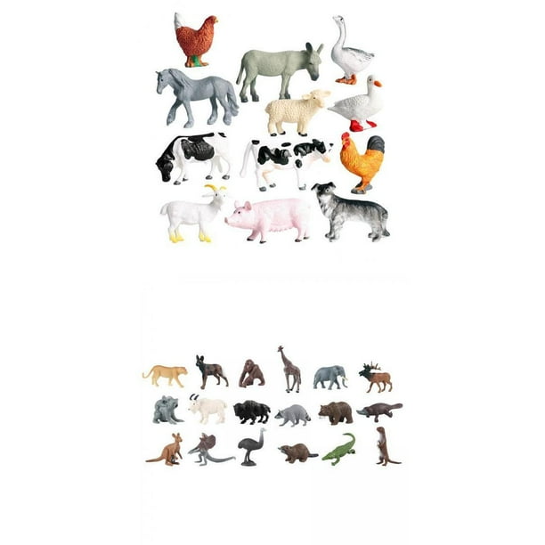 30/set de figuras miniatura, colección de decoración de cumpleaños para pequeños, accesorios señanza, juguete educativo Zulema Animales Miniaturas Juguetes