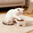 thumbnail image 2 of Lilixerw Slanted Elevated Cat Bowls,Cat Food Bowl for Protecting Pet's Neck - Microwave & Dishwasher Safe,Cute Shaped Design,7.48 x 3.94 inch,White, 2 of 6