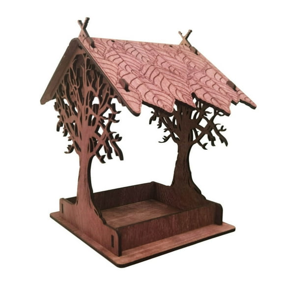 Handmade Pagoda Style Wooden Bird Feeder Outdoor Window Squirrel Stand and Hang Feeding Station for Wild Birds
